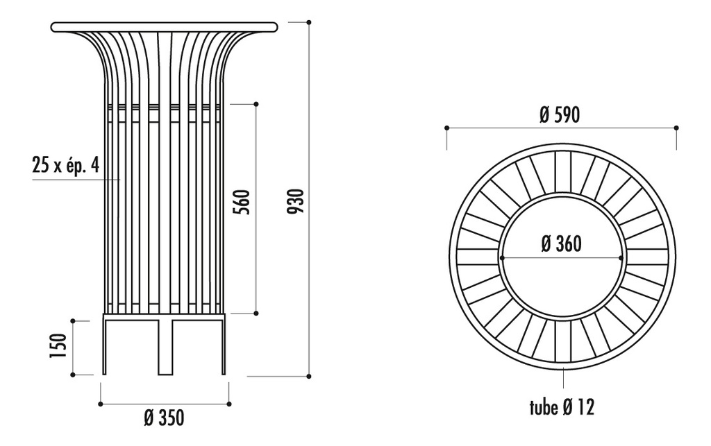 CORBEILLE TULIPE STANDARD AVEC SEAU - 55 LITRES