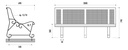 Banc de jardin en fer 3 pieds - trous carrés - longueur 200 cm