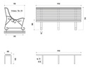 BANC SQUARE 3 PIEDS 195 CM