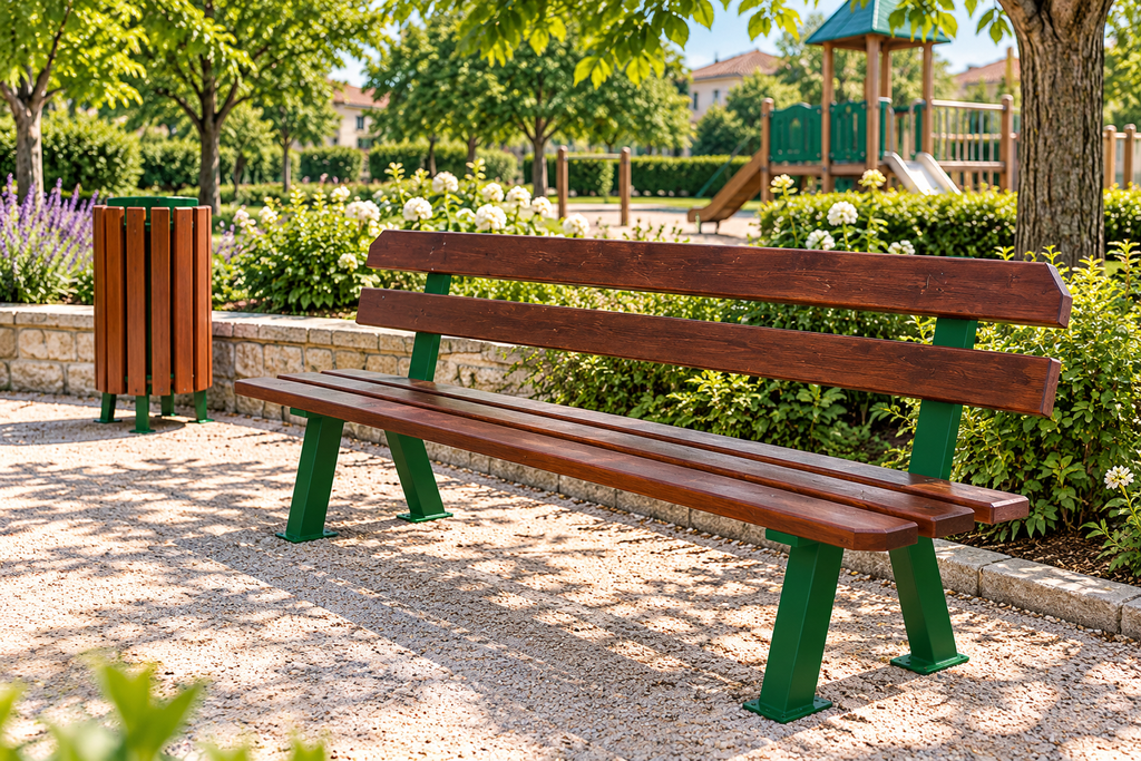 BANC PIEDS DOUBLE 195 CM PIN DU NORD VERNI COLORIS CHÂTAIGNIER