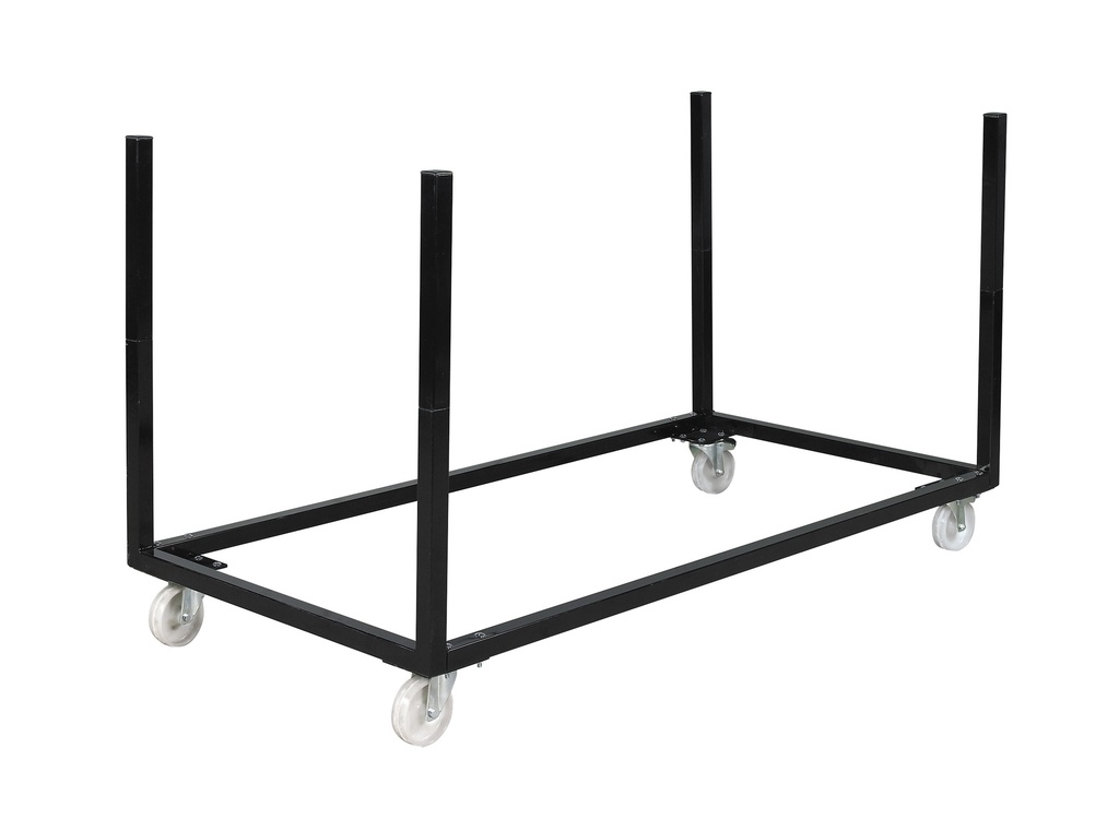 CHARIOT NOIR ROUES 120 MM BLANCHES POUR TABLES DE PLUS DE 180 CM DÉMONTABLE